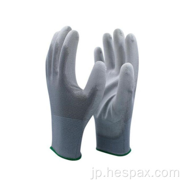 Hespax安いグレーPUワークグローブシームレスな工業